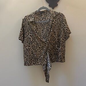 Boohoo Animal Print Button Down Shirt
